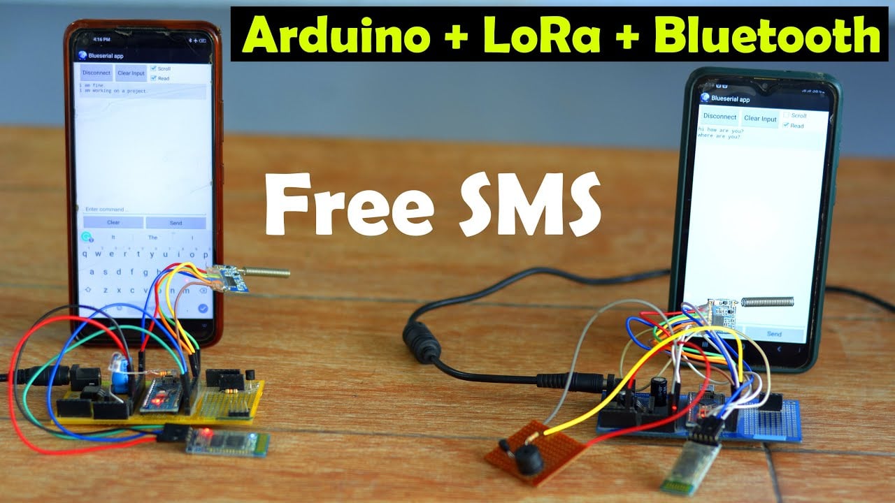 Arduino LoRa Free SMS over Long distance without GSM Network, Arduino send SMS | LoRa Bluetooth