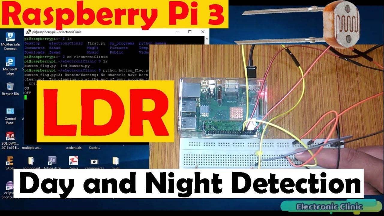 Raspberry pi 3 tutorial #5: how to use LDR sensor Python Programming "Beginners level"