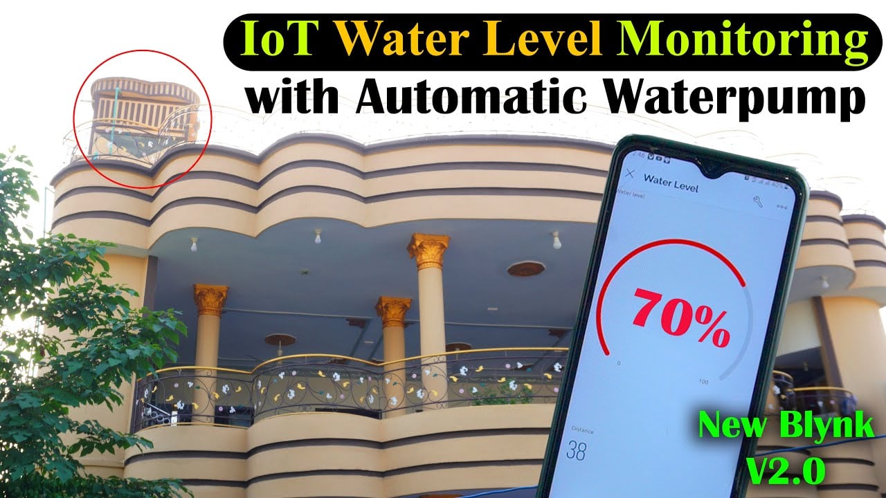 IoT based Water Level Monitoring & Control System using ESP32, Waterproof Ultrasonic Sensor, & Blynk