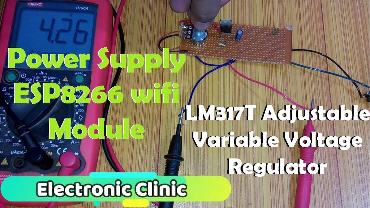 lm317t adjustable voltage regulator based variable power supply for ESP8266 wifi module and sensors