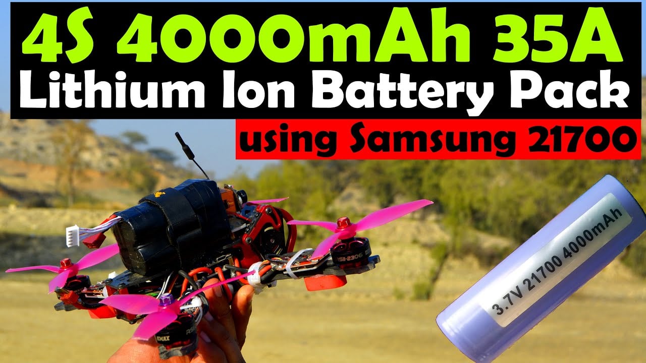 4S Lithium Ion Battery Pack for a Long Range FPV Racing Quad Drone using Samsung 21700 35A cells