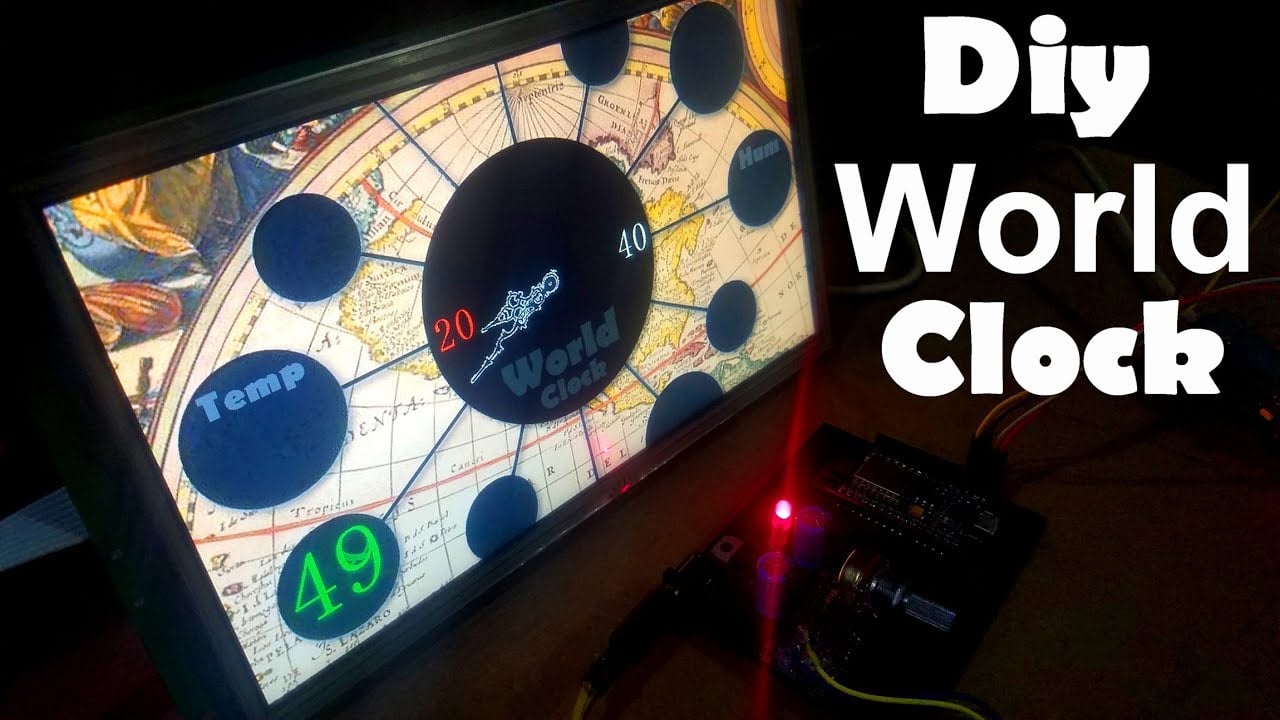 DIY Digital World Clock using Arduino and HMI TFT LCD, IOT Project, iot Clock, diy clock, wall clock