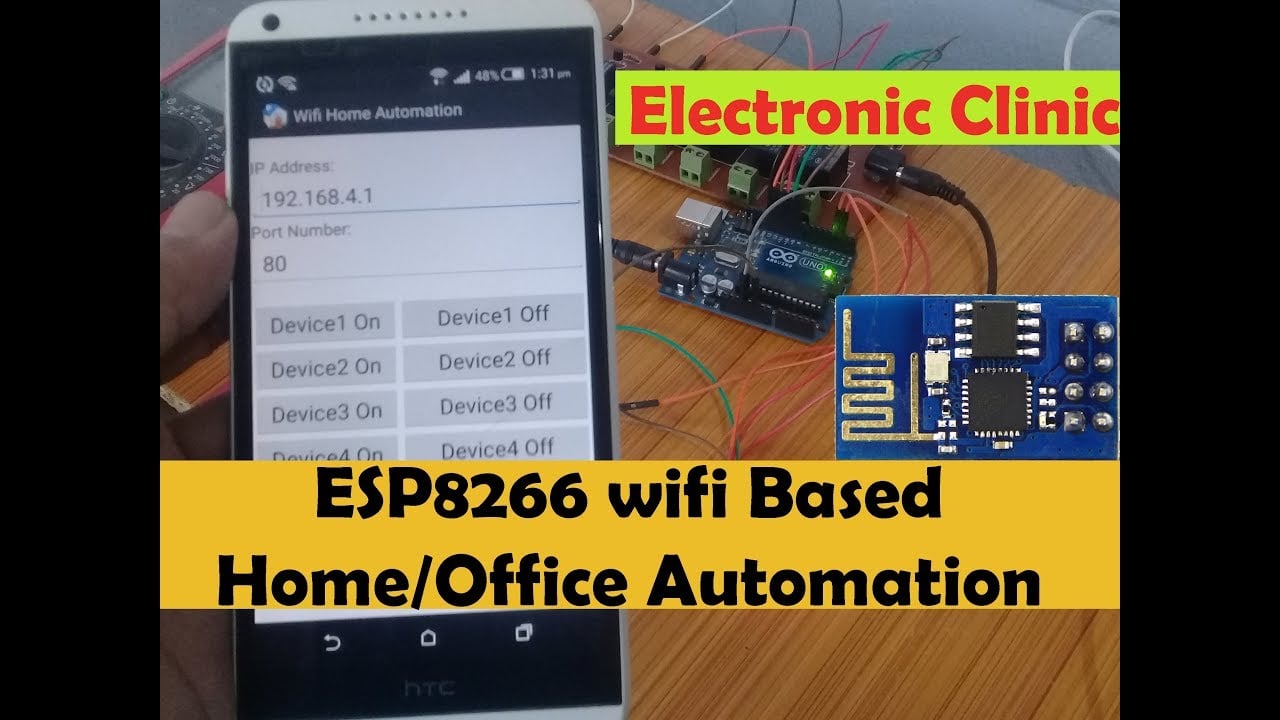 Arduino esp8266 wifi Tutorial: esp8266 Projects:Home/Office Automation using Android cell phone app