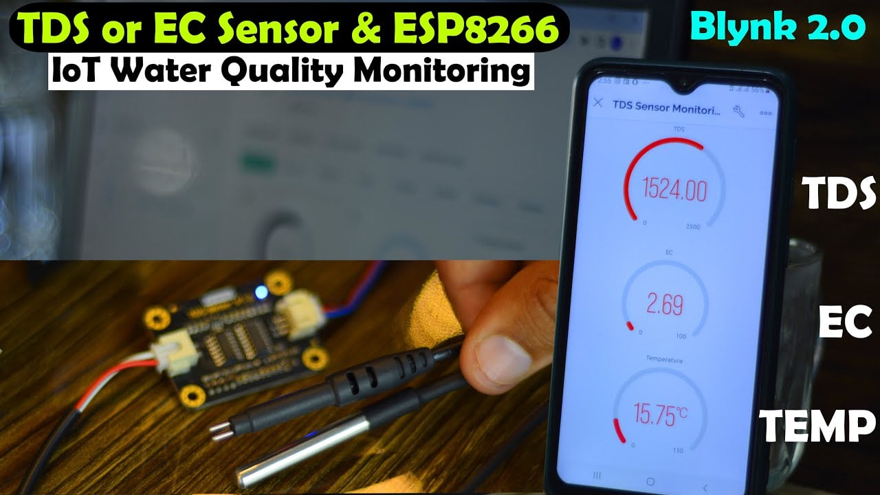 ESP8266 with TDS Sensor or EC Sensor or Electrical Conductivity Sensor for Water Quality Monitoring