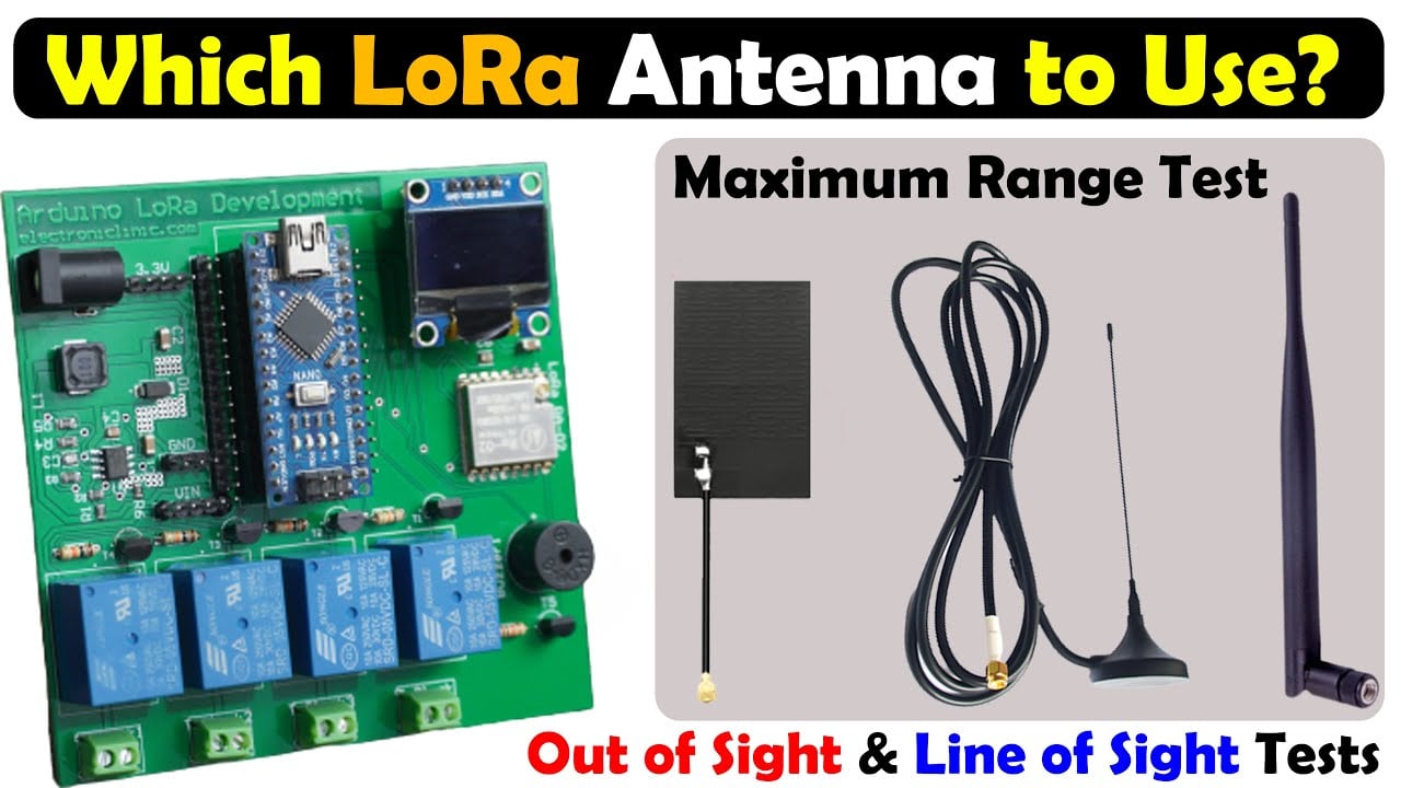 Arduino LoRa Range Test using Different types of Antennas, Flexible PCB, Whip, suction cup antenna