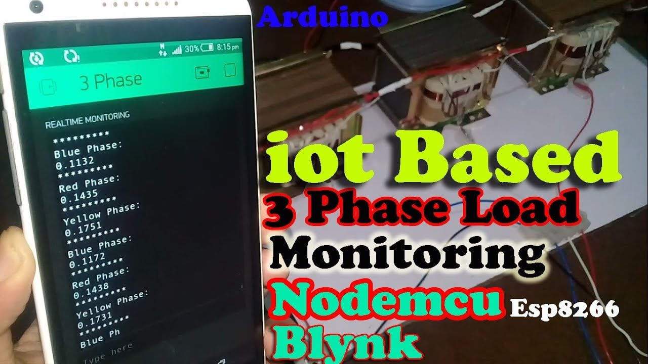 Arduino internet of things project: 3 phase transformer load monitoring using Nodemcu esp8266