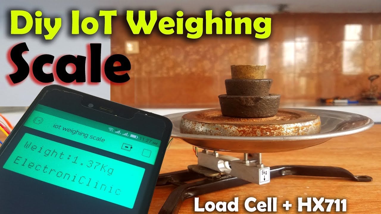 DIY IoT Weighing Scale using HX711 Load Cell, Nodemcu ESP8266, & Arduino