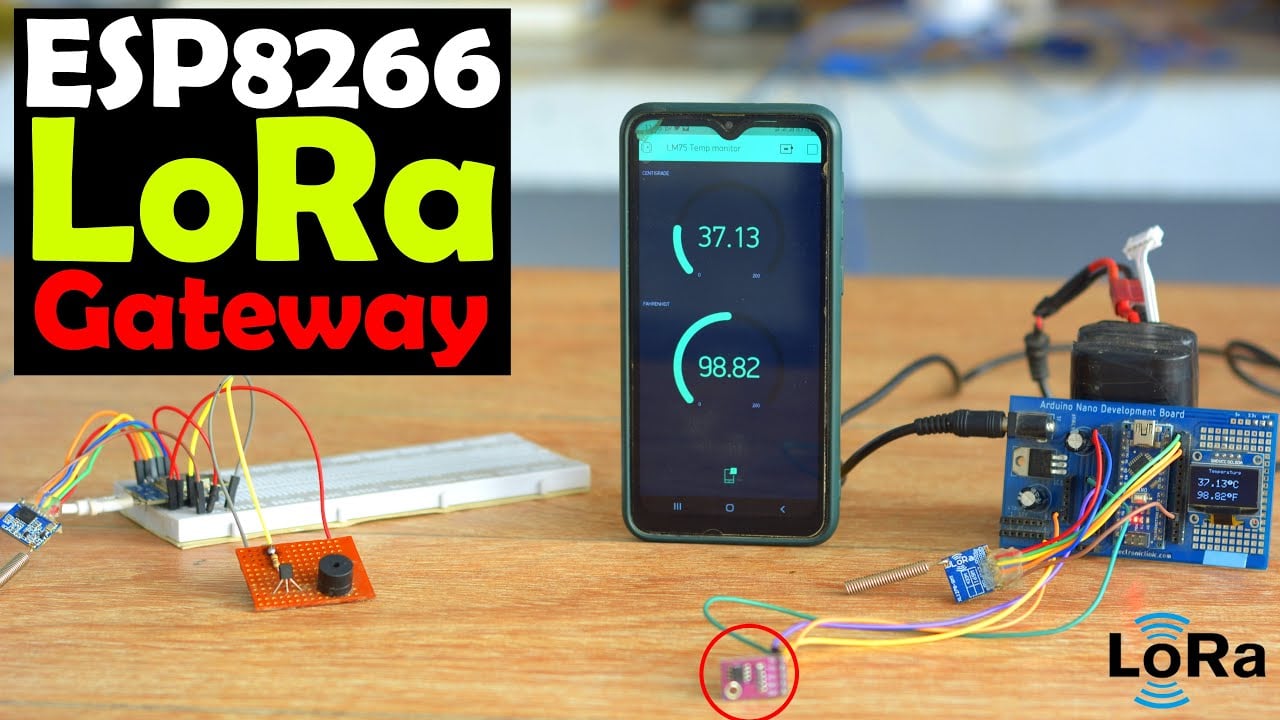 IoT project: ESP8266 LoRa Gateway for Arduino and LM75 Temperature Sensor, Arduino LoRa Gateway