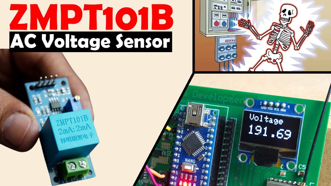 ZMPT101B 80 250V AC Voltage Sensor with Arduino, Voltage Monitoring