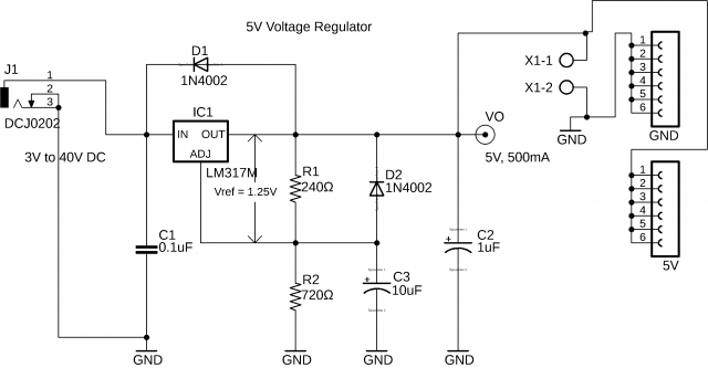 lm317 regulator, lm317 5v regulated power supply circuit diagram