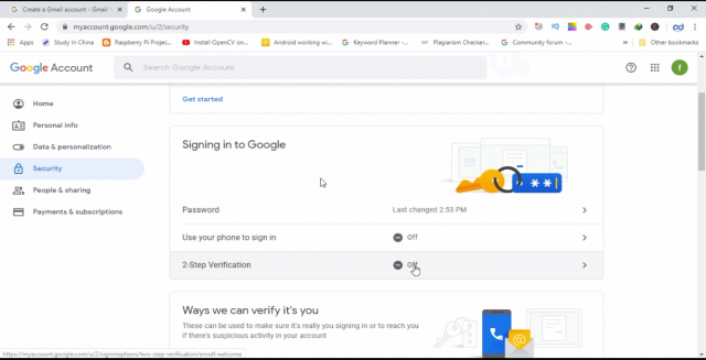 Gmail two Step Verification