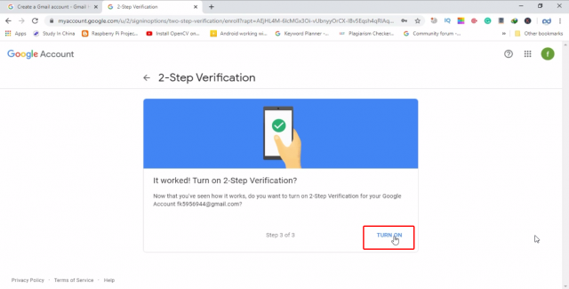 Gmail two Step Verification