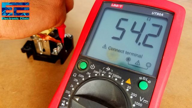 IoT Power relay 100A relay coil testing with multimeter