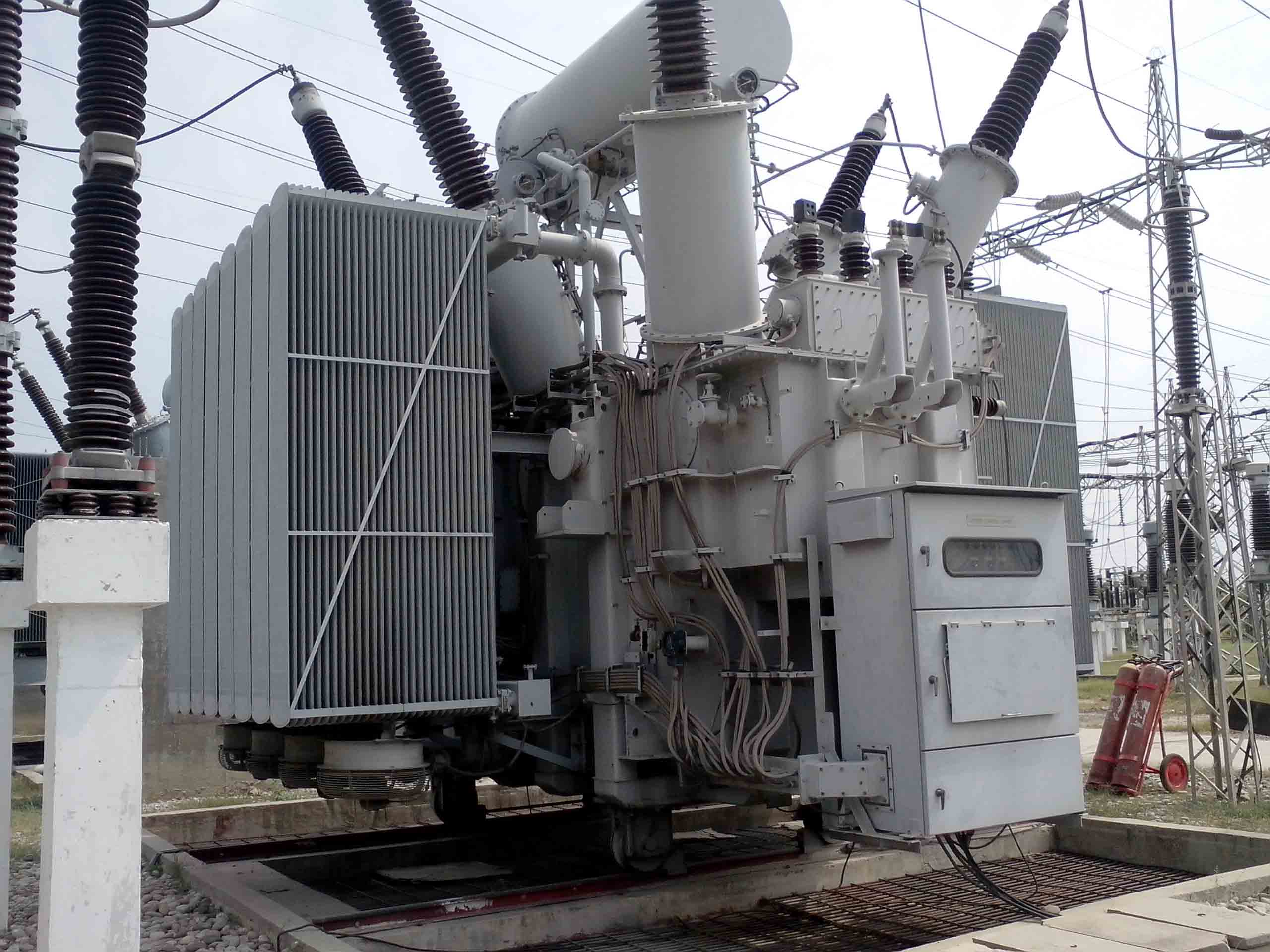 The power transformer in a substation