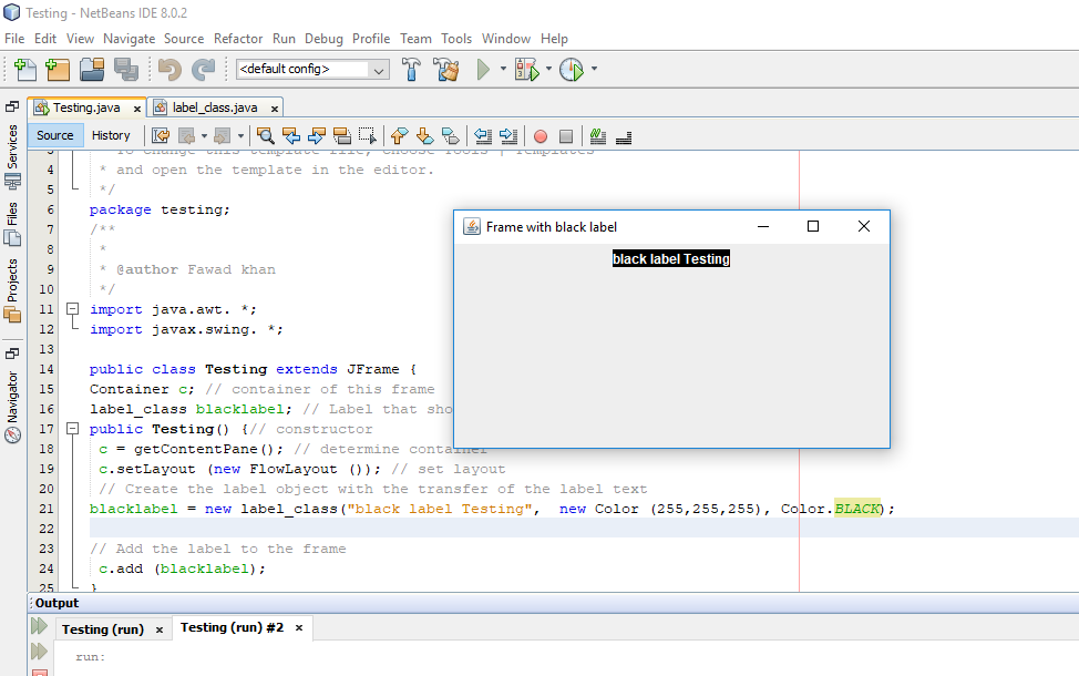 Java Color Class: How to set Foreground and Background in Java netbean