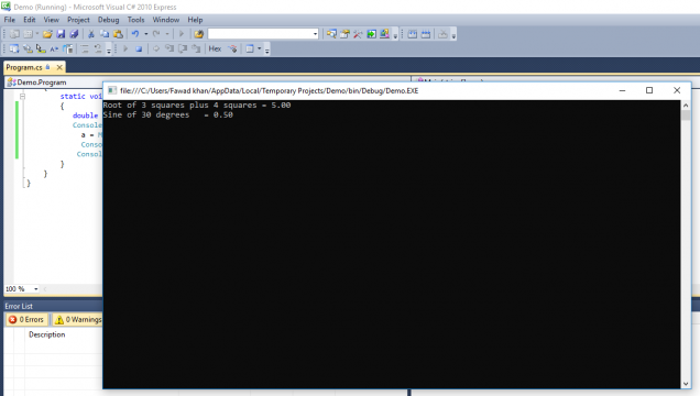 Math Functions in c#