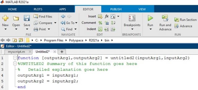 scripts and functions in matlab