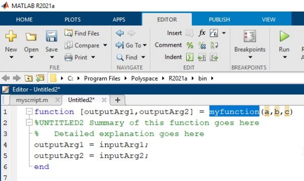 scripts and functions in matlab