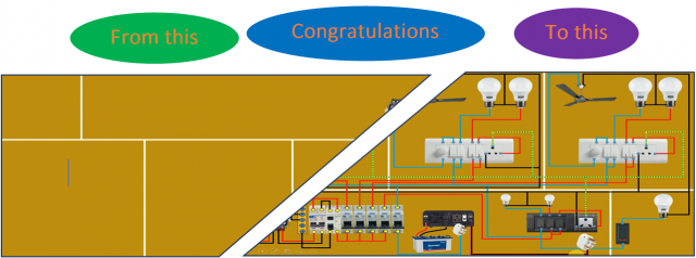 House wiring with inverter