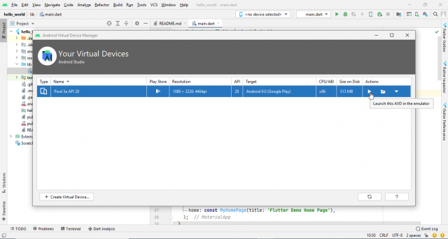 flutter in android studio