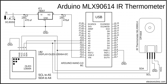 mlx90614 non contact infrared temperature sensor