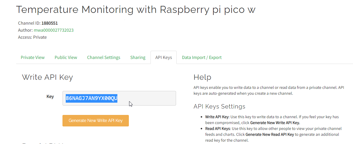 Raspberry Pi Pico W with Thingspeak