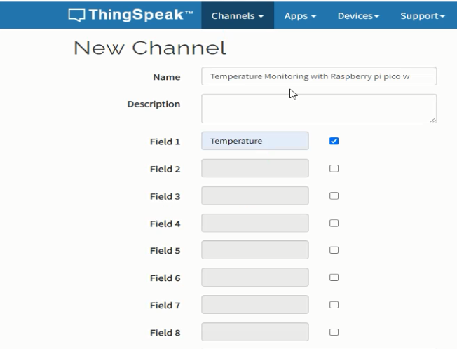 Raspberry Pi Pico W with Thingspeak