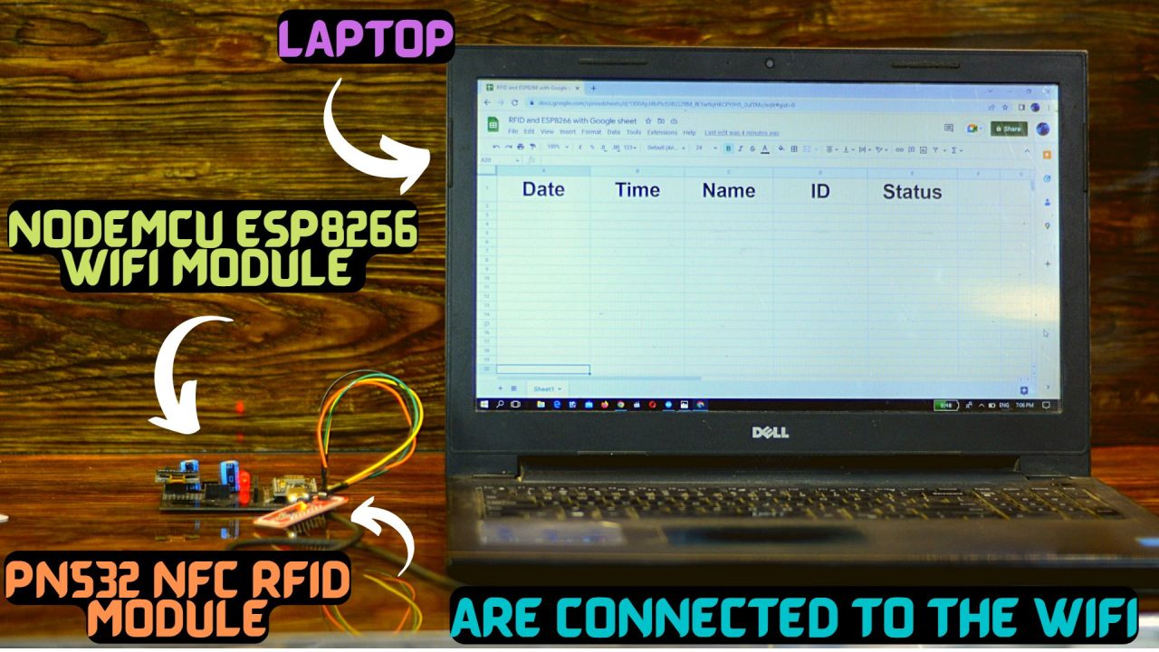 ESP8266 PN532 RFID, and Google Spreadsheet