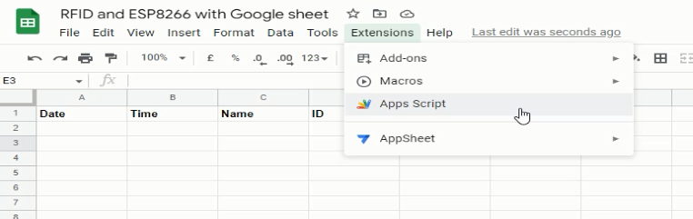 ESP8266 PN532 RFID, and Google Spreadsheet