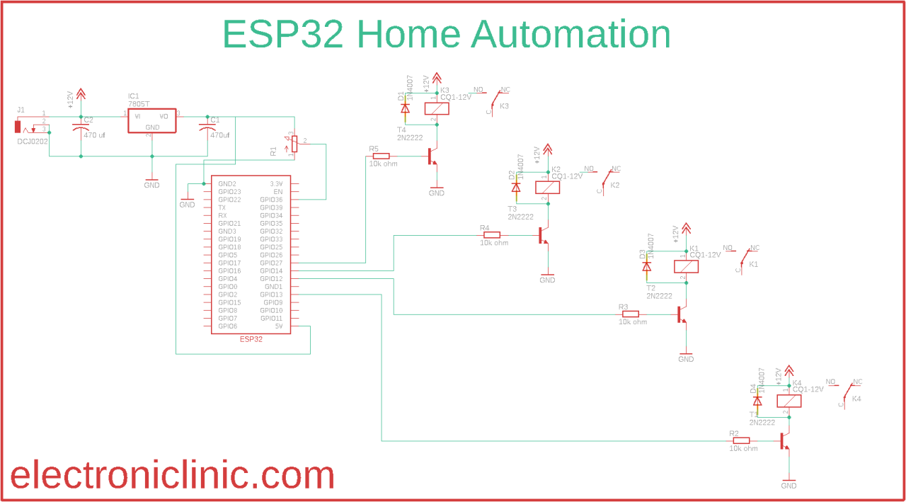 Thinger.io and ESP32 circuit diagram