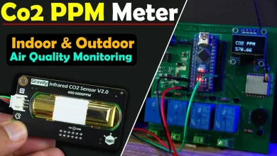 CO2 sensor connected to an Arduino for an indoor air quality monitoring system with CO2 ppm meter.