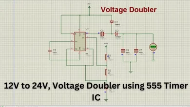 12V to 24V voltage doubler proteus simulation using 555 timer ic