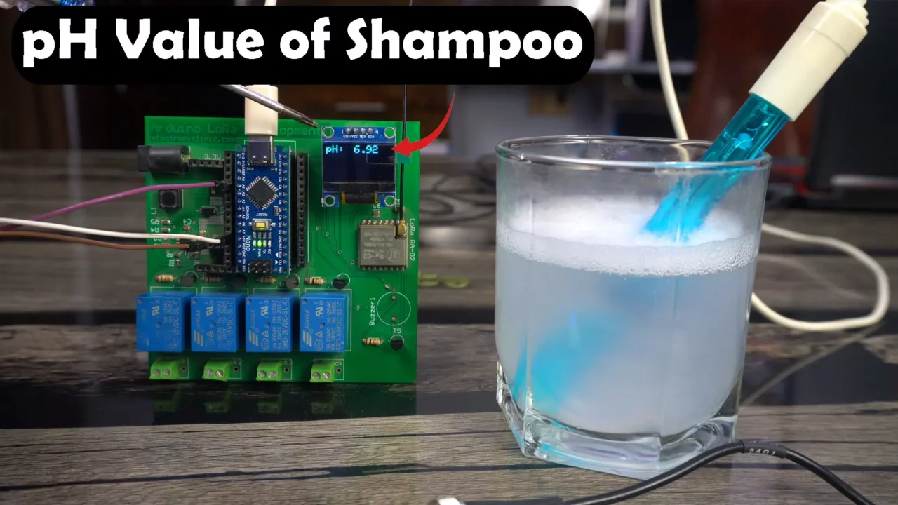 testing ph value of shampoo using pH Sensor with Arduino