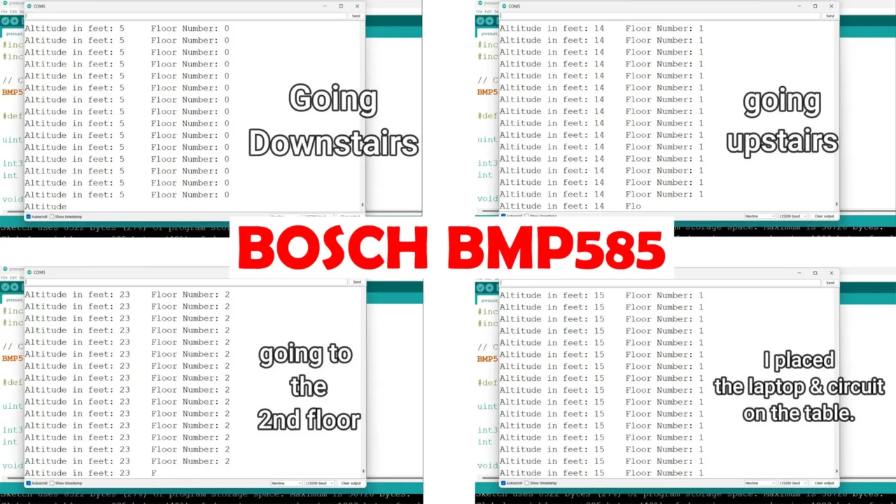 person tracking in building height measurement using BOSCH BMP585 Barometric Pressure Sensor