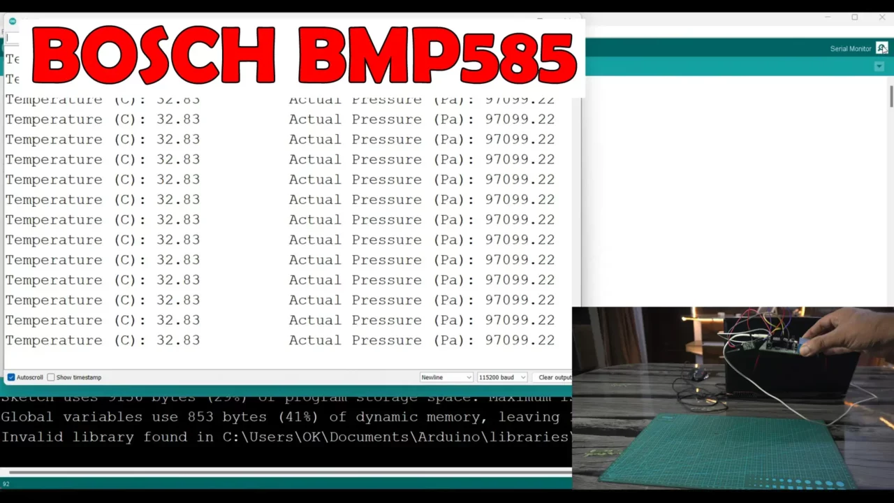 display BOSCH BMP585 Barometric Pressure Sensor data on arduino serial monitor