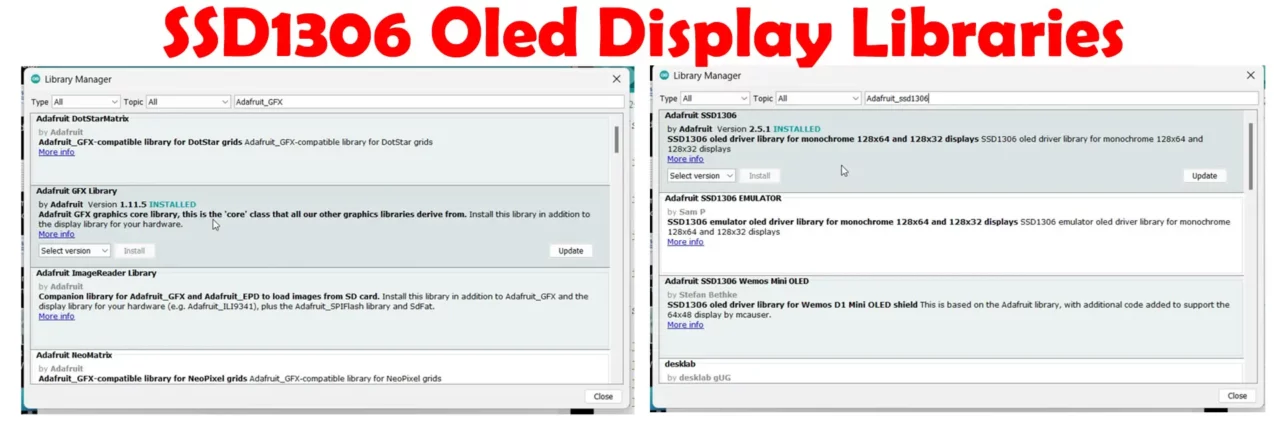 ssd1306 oled library installation for indoor tracking system