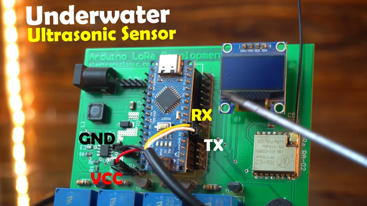 Underwater Ultrasonic Sensor interfacing with Arduino and ssd1306 old display