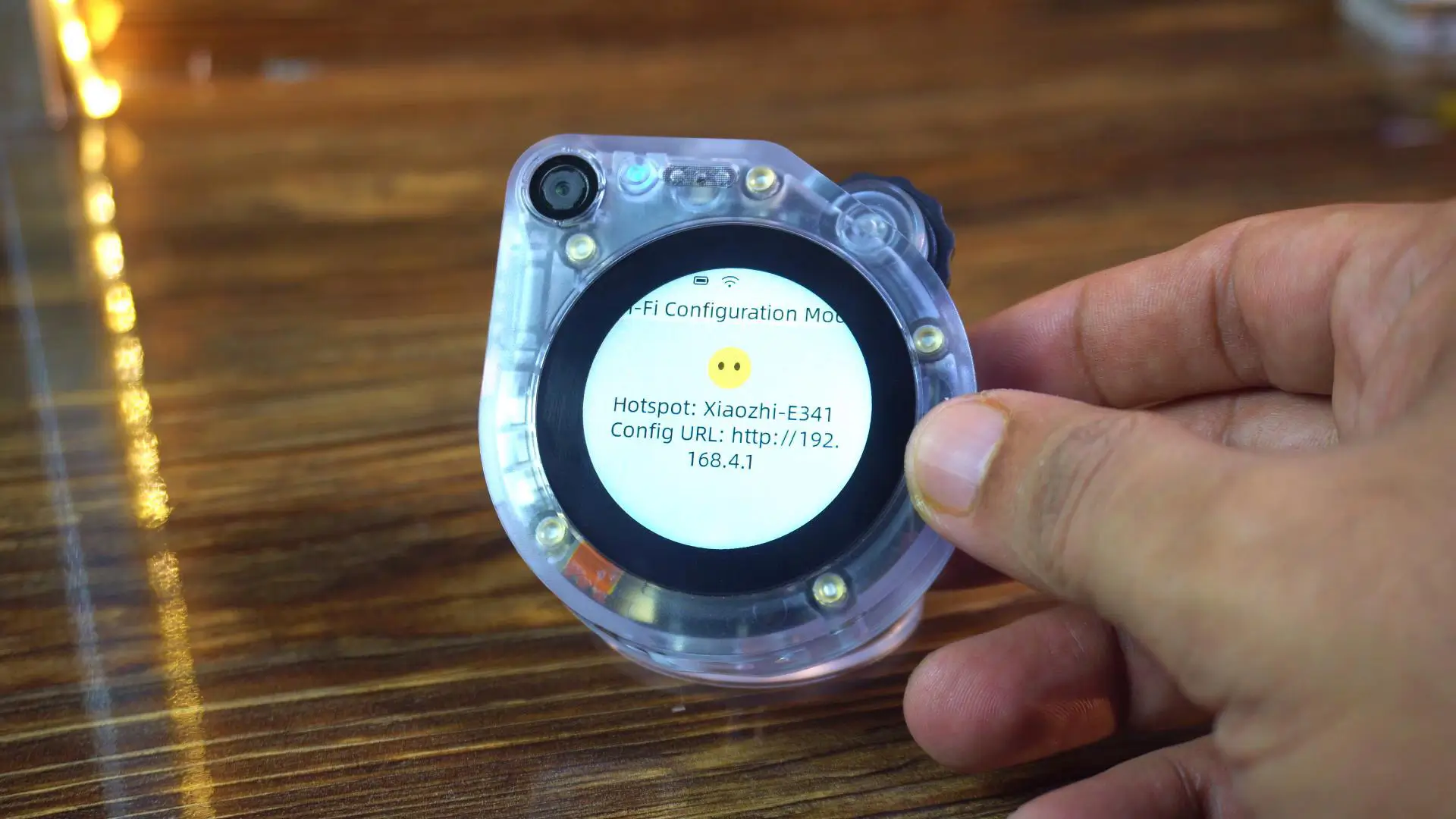 Connecting the SenseCAP Watcher to a wireless network via its setup screen.