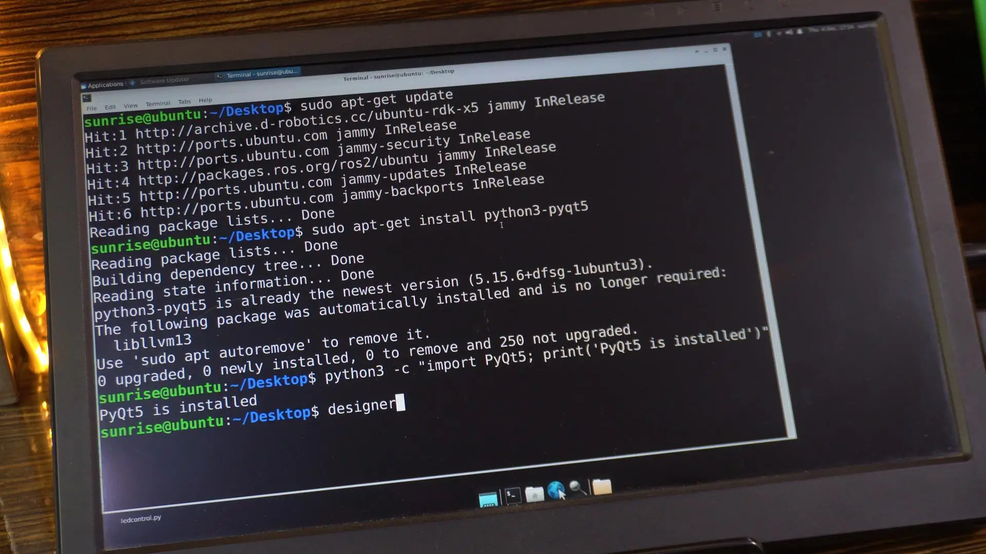 Updating PyQt5 packages using apt commands on RDK X5 in rdk x5 programming tutorial