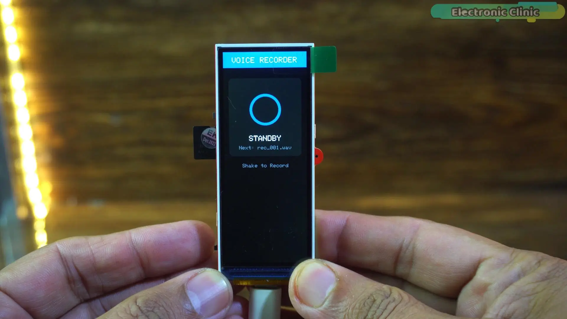 ESP32 Voice Recorder running in low power standby mode on TFT display