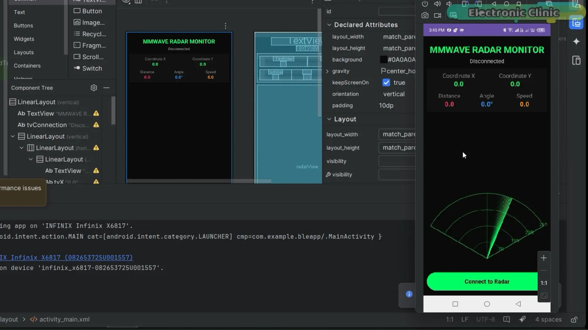 Android application in Android Studio for RD-03D radar tracking