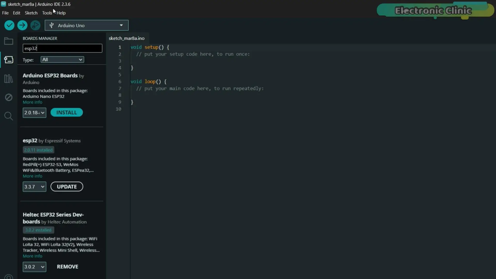 Arduino IDE 2.3.6 and ESP32 board package 2.0.11 for XIAO ESP32C3