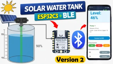 Solar powered Water Tank Level Sensor Version 2 using Bluetooth and Xiao ESP32C3