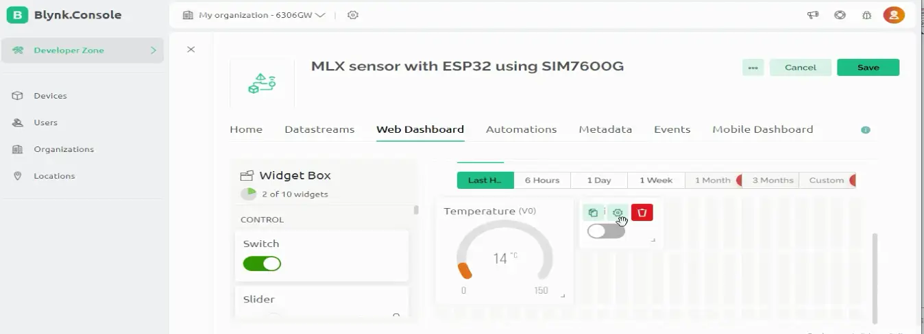 Adding a switch to the Blynk dashboard for ESP32 IoT project