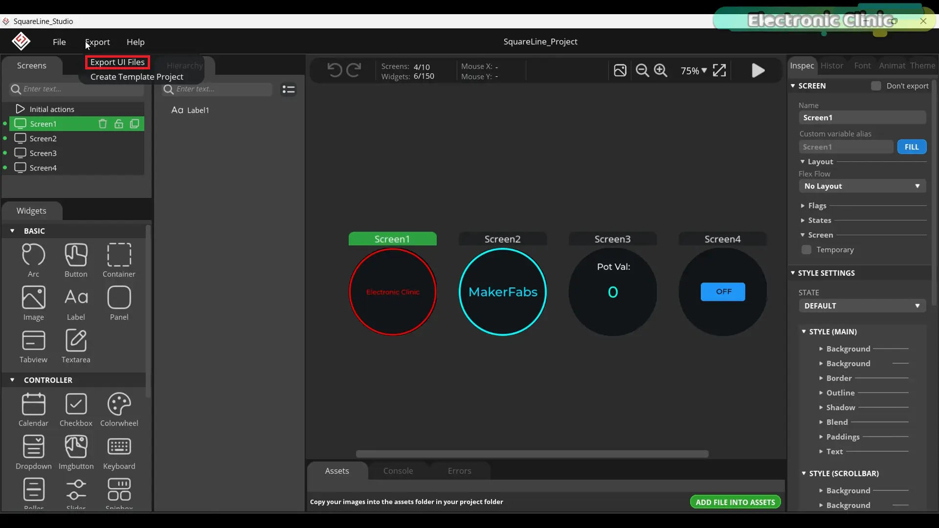 Designing a multi-screen LVGL interface in SquareLine Studio