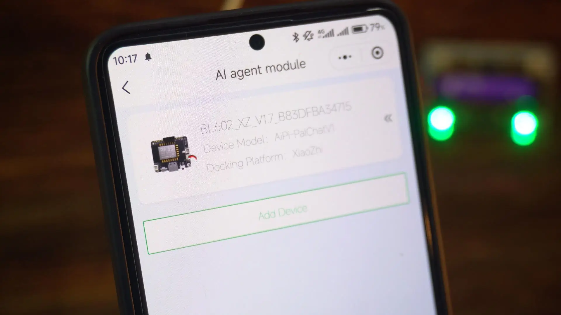 Device model and docking platform displayed during AiPi-PalChat V1 setup
