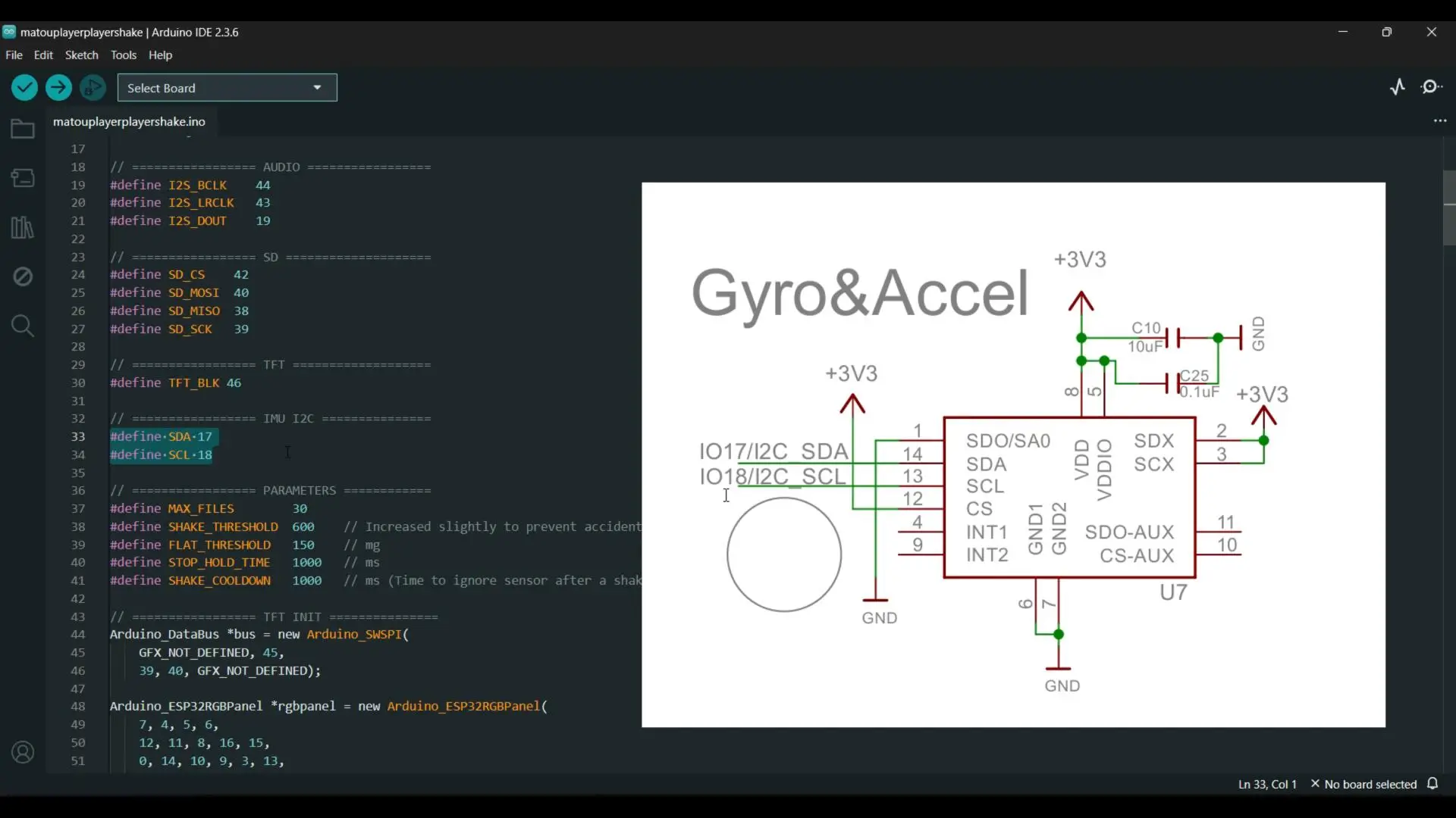 ESP32-S3 development board with built-in QMI8658 gyro and IMU sensor