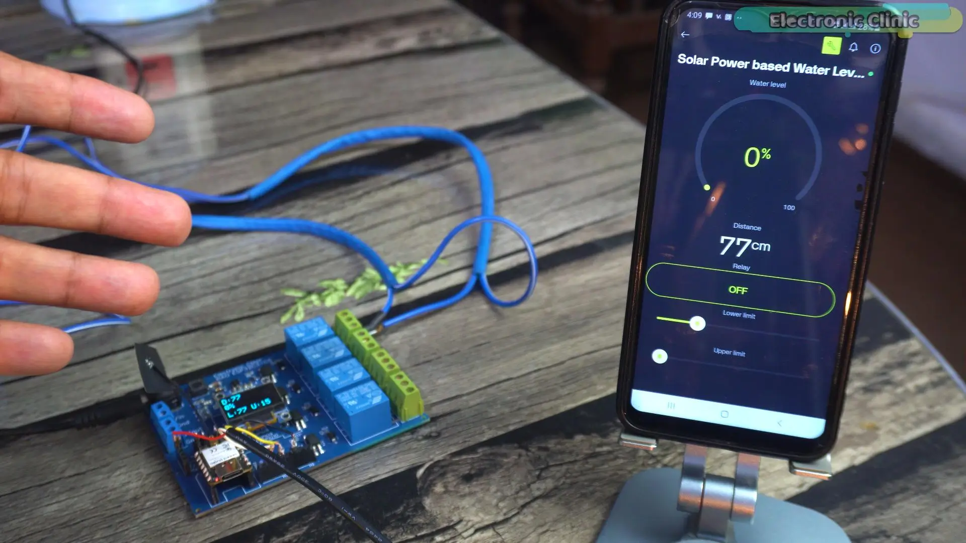 ESP32C3 and mobile phone connected to WiFi for water tank monitoring
