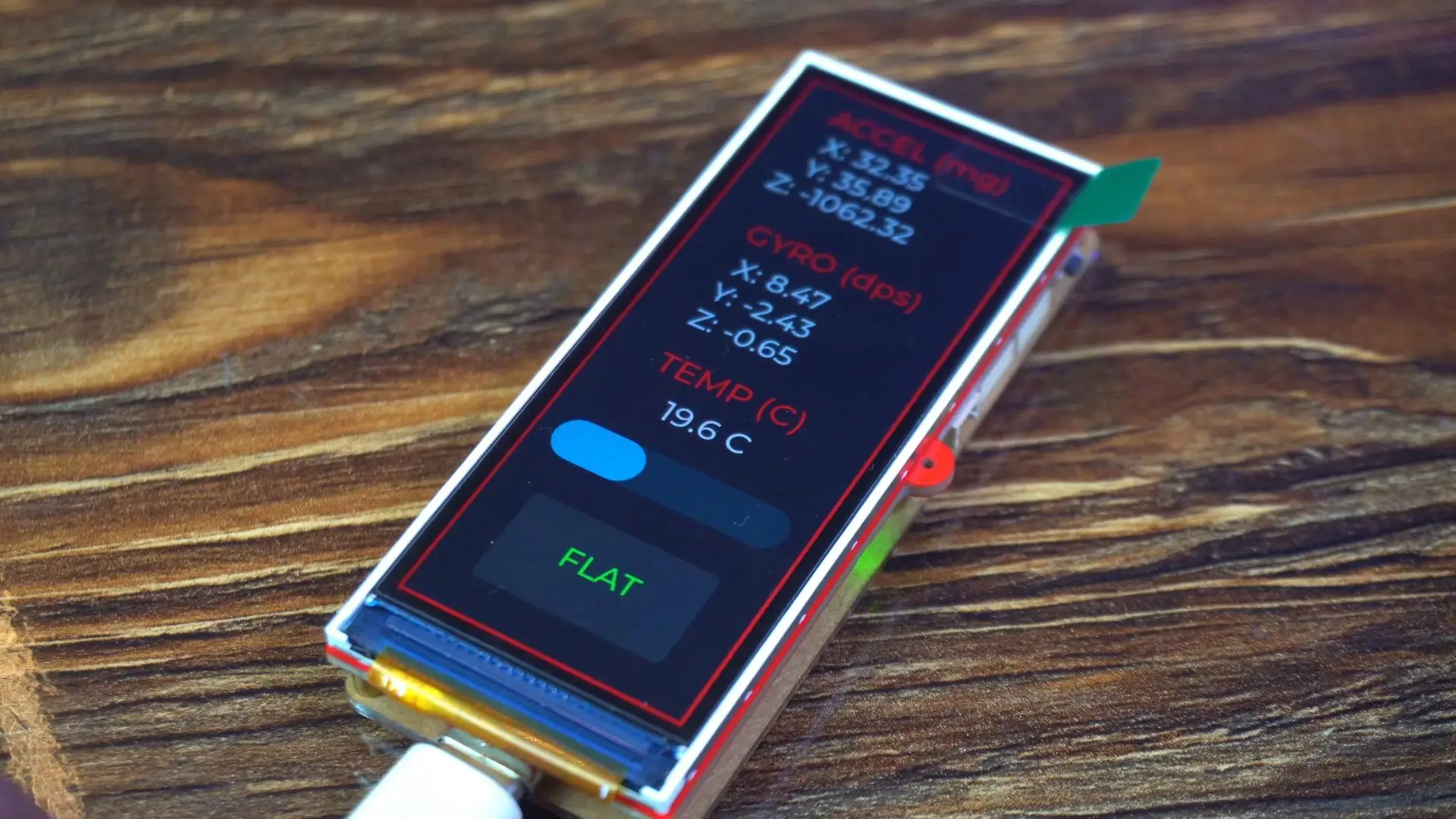 Flat position detection using IMU and gyroscope on ESP32-S3