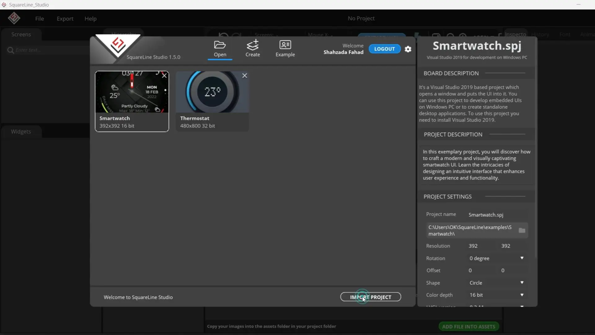Importing an ESP32-S3 UI project into SquareLine Studio